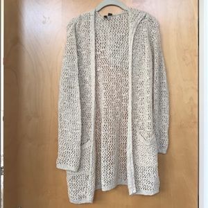 NWOT Cynthia Rowley Open Knit Hooded Maxi Cardigan